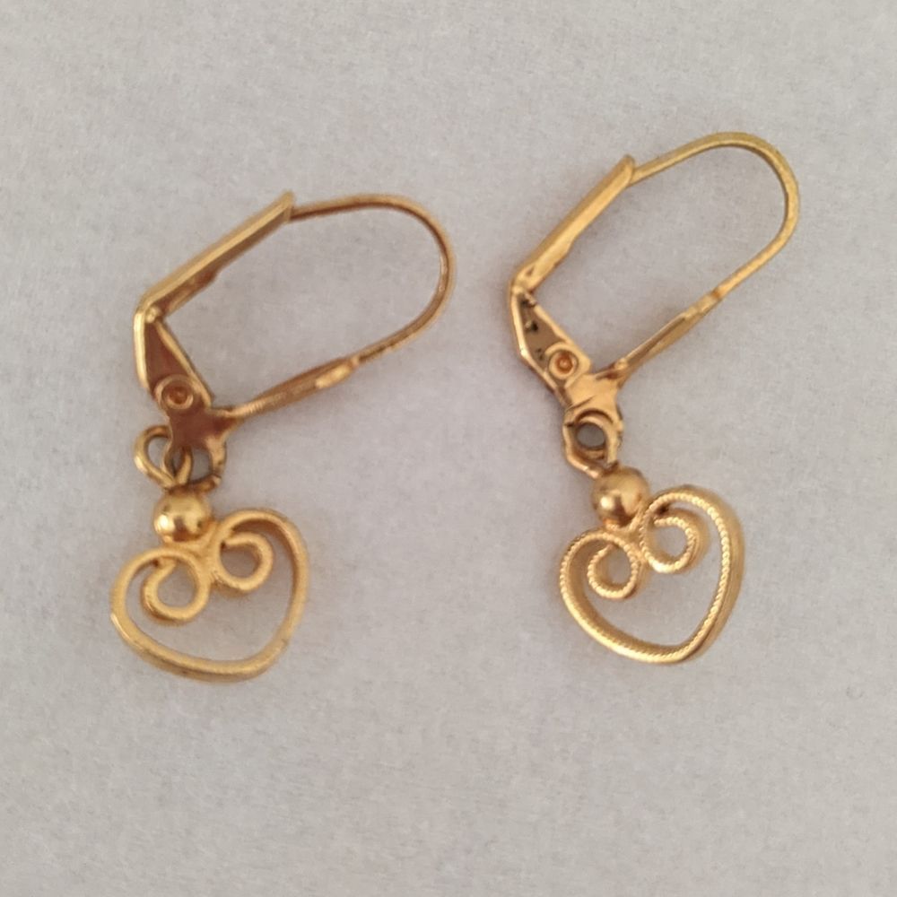 Gold Heart Drop Earrings